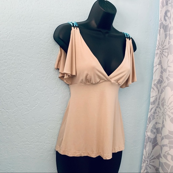 bebe Tops - Bebe v-neck turquoise strap top Size XS